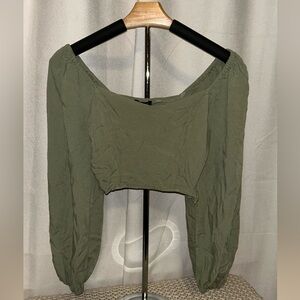 Forever 21 Olive Green Women's Off-Shoulder Top
